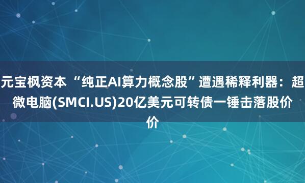元宝枫资本 “纯正AI算力概念股”遭遇稀释利器：超微电脑(SMCI.US)20亿美元可转债一锤击落股价