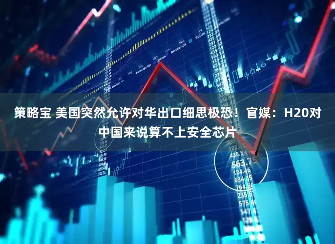 策略宝 美国突然允许对华出口细思极恐！官媒：H20对中国来说算不上安全芯片