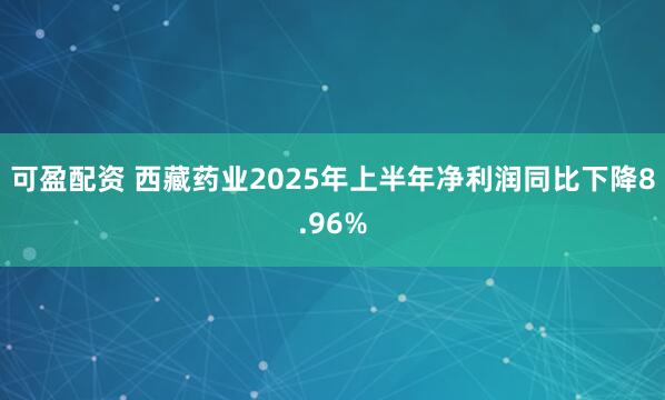 可盈配资 西藏药业2025年上半年净利润同比下降8.96%